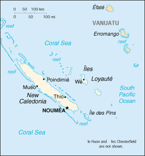 New Caledonia map from CIA World Factbook